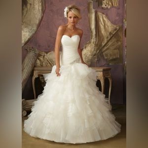 Morilee ivory NWT organza drop waist tulle Short girl approved 55” never altered